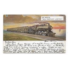 Postcard USA Lake Shore & Michigan Southern train Chicago-New York 1907 message