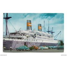 Postcard American President Lines liner at Yokohama harbour Japan 1950s unposted