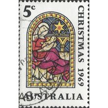 AUSTRALIA, CHRISTMAS, Stained Glass, Madonna, white 1969, 5c, #5