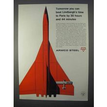 1966 Armco Steel Ad - Beat Lindbergh's Time to Paris