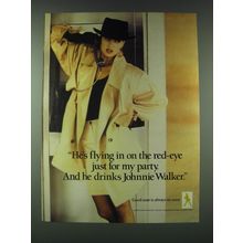 1989 Johnnie Walker Scotch Ad - He's flying in on the red-eye