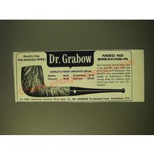 1966 Dr. Grabow Pipes Ad - World's only pre-smoked pipes!