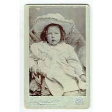 Victorian cdv photo infant girl wearing hat Wrexham photographer