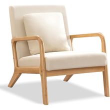 ELUCHANG Mid-Century Modern Accent Chair with Lumbar Pillow,Upholstered Armchair