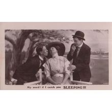 If I Catch You Sleeping Sneaking A Crafty Kiss Kissing Real Photo Old Postcard