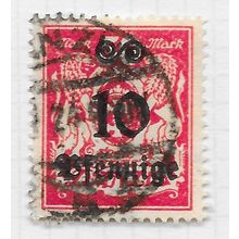 DANZIG 1923 SURCHARGES 10pf ON 50M USED Mi 181