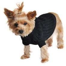 Combed Cotton Cable Knit Dog Sweater - Jet Black MEDIUM