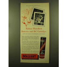 1956 Mallory Photoflash Batteries and B-C Cartridges Ad - Sure Shot