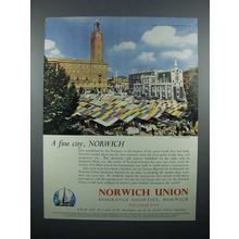 1958 Norwich Union Insurance Ad - A Fine City, Norwich