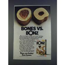 1980 Purina Bonz Dog Snacks Ad - Bones vs. Bonz
