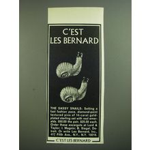 1968 Les Bernard Snail Pins Ad - C'est Les Bernard