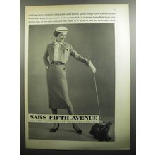 1951 Saks Fifth Avenue Fashion Towne Suit Ad - Costume news: Worsted checks