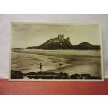 BAMBURGH CASTLE from beach, NORTHUMBERLAND used postcard RP 1951 pm =