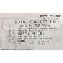 Marty Wilde Nottingham Front ROW B 2007 Live Concert Theatre Ticket