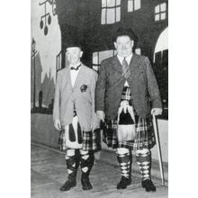 Laurel & Hardy 1947 in Glasgow Scottish Kilts Theatre Rare Photo Postcard