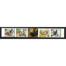 Yugoslavia Birds WWF Partridges IMPERF Strip of 4v+label Type 3 UNIQUE 2000