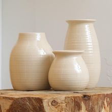 White Vases for Rustic Home Decor - Modern Farmhouse Ceramic Vase Set for Firepl