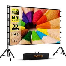 TOWOND Projector Screen and Stand, 150 Inch Indoor Outdoor Projection Screen, Po