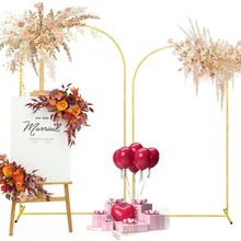 7.2FT, 6.6FT Set of 2 Wedding Arch Backdrop Stand, Gold Metal Balloon Arch Stand