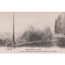 Wimereux Storm Disaster at Boulogne Rough Sea French France Postcard