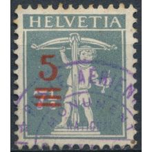 William Tell's Son surch: 5c on 7½c - Switzerland 1921 - FH - MiNr 158II (D)