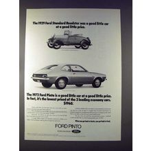 1972 Ford Pinto Car Ad - w/ 1929 Ford Standard Roadster