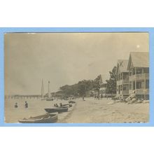 CT New Haven Real Photo RPPC Beach Scene w/Bathers Sailboats Rowboats Old ~538