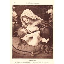 Andrea Solario The Virgin Of Green Cushion Museum De Louvres Painting Postcard