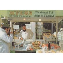 Oldest Sea Food Eels Market Stall in London Petticoat Lane Postcard