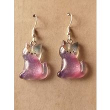 Rainbow Glitter Cat Kawaii Resin Earrings