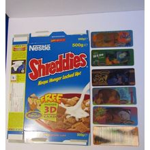 Nestle 1997 Shreddies - Cheerios Hercules 3d Motion Cards Cereal Box & Set of 6
