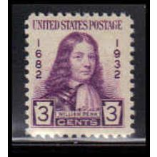 724 3c William Penn Just Clears MNH O3512