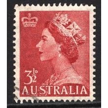 AUSTRALIA 1953/56: QUEEN ELIZABETH II DEFINITIVES - 3½d RED USED (G6)