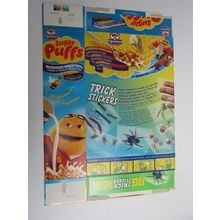 Quaker Sugar Puffs 2000 Cereal Box Trick Sticker 450g Box only