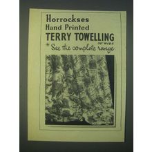 1959 horrockses Hand Printed Terry Towelling Ad