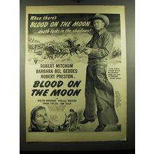1948 Blood on the Moon Movie Ad - When there's Blood on the Moon Édeath lurks
