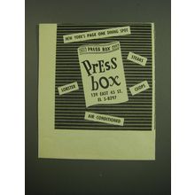 1949 Press Box Restaurant Ad