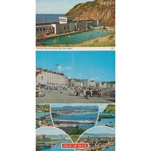 The Isle Of Man NEW Swimming Pool Just Modernized 1970s + Beach 3x Postcard
