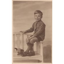 Boy Crushing Stuffed Sooty & Sweep Type Toy Old Postcard