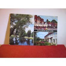 multiview, STORRINGTON, SUSSEX used postcard by Constance 1974 pm =