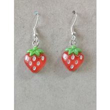 Fun Fruity Strawberry Silver Plated Earrings Food-Inspired Kawaii Jewellery