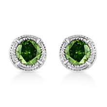 925 Sterling Silver 1/3 cttw Treated Green Diamond Modern 4-Prong Solitaire ...
