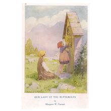 LADY OF BUTTERCUPS. by Margaret W. Tarrant unused postcard Medici society ltd. =