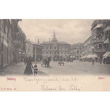 Mother & Child at Aalborg Nytorv Denmark Square Old Postcard