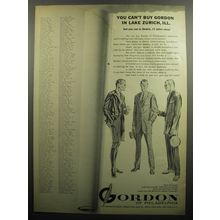 1957 Gordon of Philadelphia Ad - You can't buy Gordon in Lake Zurich