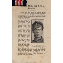 Bolton Sergeant WW1 Military Medal Ribbon Hand Signed PB Postcard