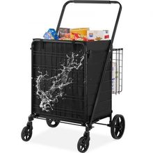 Folding Shopping Cart with Removable Waterproof Liner, 330LBS Large Capacity...