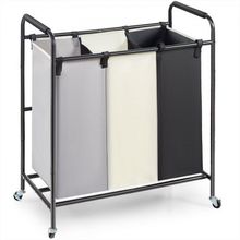 3-Section Laundry Basket, Heavy Duty Laundry Hamper Storage Organizer, Laund...