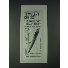 1958 First National City Bank Travelers Checks Ad