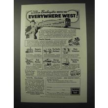 1958 Burlington Route Railroad Ad - Everywhere West